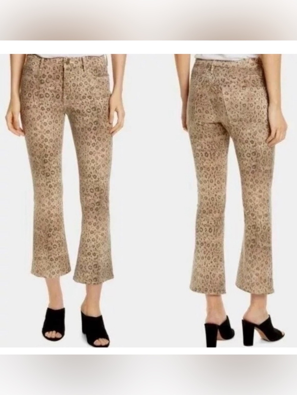 FRAME -Le Crop High-Waist Mini Boot Jeans - Snake Print (Vanilla Multi) -Size 25